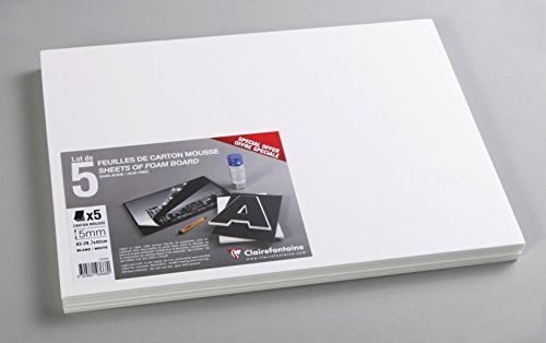 Clairefontaine 193668C - Confezione di Carton Mousse 5 fogli 29,7x42 cm, spessore 5 mm, Bianco
