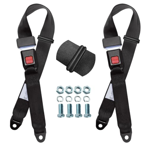 Awordo 2 Pack Universal Golf Cart Seat Belt, Adjustable Seat Belts for Go Kart, Buggies, UTV, Truck, Club Golf Cart and Other Vehicles, 54 Inch