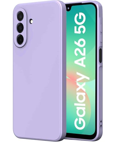 Image of DIZORO Microfiber Candy Case for Samsung A26 5G Smooth Touch Cushion Liquid Soft Silicone Gel Rubber Phone Cases Non-Slip Full Body Protective Shockproof Back Cover (Purple)