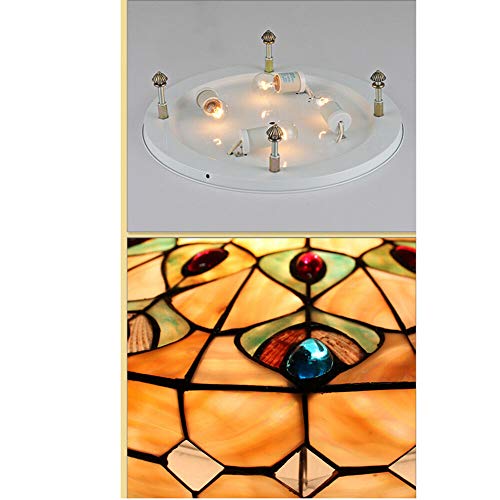 Botaidahong Ceiling Lamp 20 24Inch Vintage Led Tiffany Ceiling Light Stained Glass Colorful Flush Mount Lighting Fixture Hand-Made Wall Control For Home Bar Restaurant Hotel Cafe #TOP4