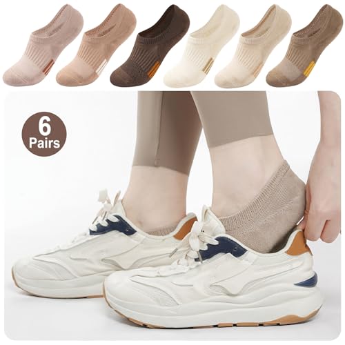 Image of No Show Socks Womens Cushioned Low Cut Invisible Footies for Running Athletic Gym Ankle Socks 6 Pairs