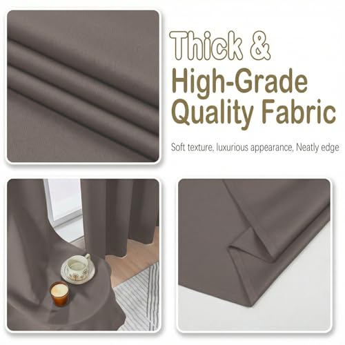 Image of Latte Short Blackout Curtains for Bedroom 54 Inches Long 2 Panels, Modern Window Treatment Solid Thermal Insulated Curtains for Living Room, Dual Rod Pocket Blackout Drapes, 2x40Wx54L