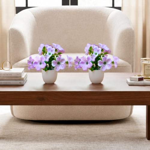Image of fancymart Artificial Real Touch Flower Plant with Pot (Pack of 2), 16 cm Height, Decorative Faux Floral Plant for Home, Office, Living Room, Bedroom, Table & Shelf Decor