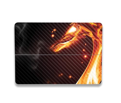 Image of MightySkins Carbon Fiber Skin Compatible with Microsoft Surface Laptop Studio 2 (2023) Full Wrap Kit - Flaming Dragon | Protective Durable Textured Carbon Fiber Finish | Made in The USA