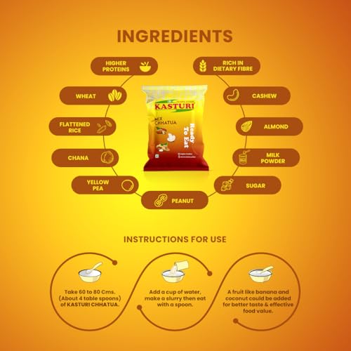 Image of KASTURI MIX CHHATUA 2 KG (4 * 500g) Ready to Eat Breakfast | Healthy Multigrain Porridge Powder | 100% Natural Ingredients Nutrition