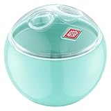 In der farbigen Metallkugel können Süßigkeiten, Konfekt oder Knabberzeug genauso untergebracht werden wie Büroklammern oder Wattepads.