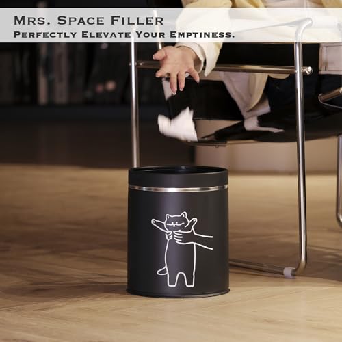 Image of Juju Cat Trash Can Black - Cat Decor Garbage Can - Small Waste Basket for Bedroom - Garbage Bin Trashcan - Wastebasket Dustbin Trash Cans - 3.3 Gallon / 12.5 Liter (Hey)