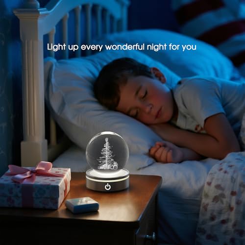 Image of L LOHAS LED 3D Crystal Ball Night Light-Laser Engraved Christmas Tree