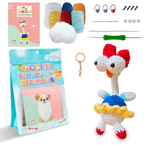 Cotiklux Crochet Kit for Beginners, and Instructions Crochet Start Kit with Step-by-Step Tutorail Video Crochet Starter Kits for Adults Craft Knitting Crochet Kits