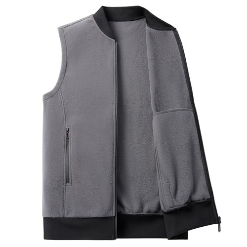 Mans Fleece Vest Full-Zip Outerwear Lightweight Sleeveless Jacket With Zipper Pockets2