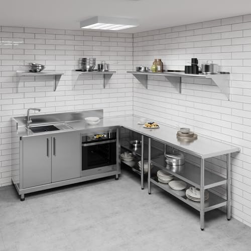 Image of AmGood 16 in. x 72 in. Stainless Steel Wall Shelf | NSF | Metal Shelving | Garage, Laundry, Storage, Utility Room | Restaurant, Commercial Kitchen