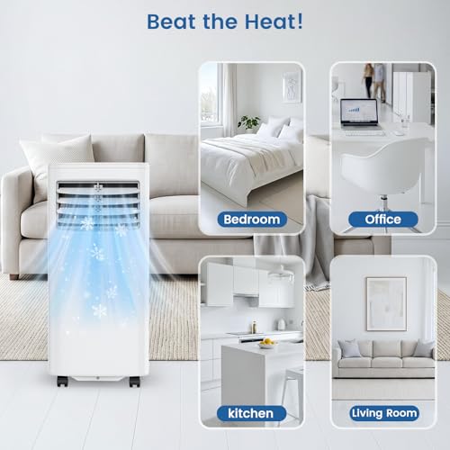 Image of Electactic 8000 BTU Portable Air Conditioner, 4-in-1 AC Unit with Dehumidifier Fan LED Display, Remote Control, Quiet, Sleep Mode, 360 Casters, Window Kit for Room Office Apartment
