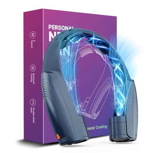 Image of 8000mAh Portable Neck Fan with 6 Powerful Speeds, 20H Runtime Cooling Fan | USB-C Rechargeable Fan,Hands-Free 360 Cooling Neck Fan,Twistable,Wearable Personal Fan Gift for Women Men Outdoor