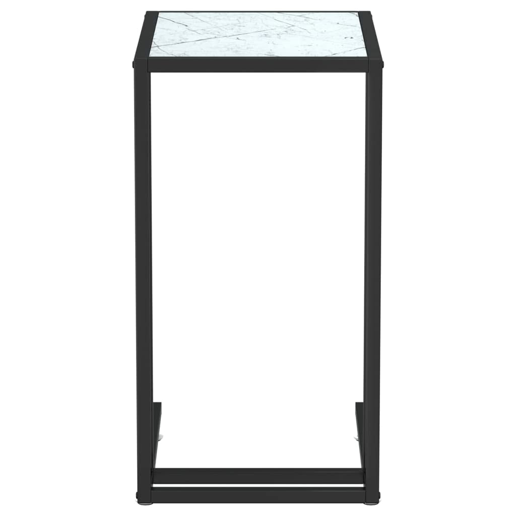 Stolik pomocniczy pod komputer, biały marmur 50 x 35 x 65 cm, stolik kawowy ze szkła hartowanego, nowoczesny stolik nocny do salonu, sypialni, elegancki stolik pod telefon, mały