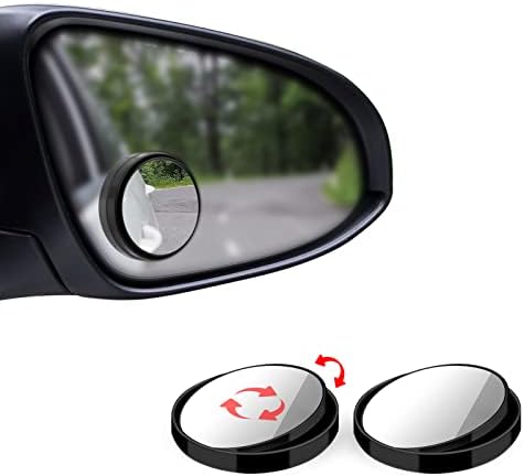 Car Blind Spot Mirror, 2 Pcs 360°Rotate Convex Wide-Angle 9D Waterproof Round HD Glass Lens Used to Increase Driving Vision, ConvenientOvertaking, Reversing, Warehousing, black, Medium (ZSH-CB096)
