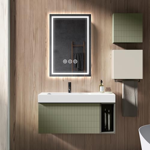 Simusi 400X600MM LED Bathroom Mirror with Lights– Illuminated Bathroom Vanity Mirror with LED Lights, Anti-Fog Wall-Mounted Light up for Makeup, Dimmable 3-Color Lighting, IP44, Tempered Glass - Image 9
