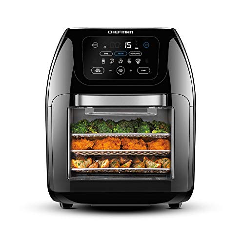 Chefman Square Plastic Air Fryer, with Capacitive Touch Control, 4.5 Quart Double Basket, Viewing Window, Black Chefman Square Plastic Air Fryer, with Capacitive Touch Control, 4.5 Quart Double Basket, Viewing Window, Black