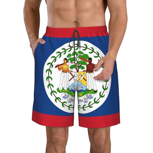 CUTEDWARF Flag of Belize Men's Swim Trunks Beach Swimwear Beach Shorts Summer Board Shorts3