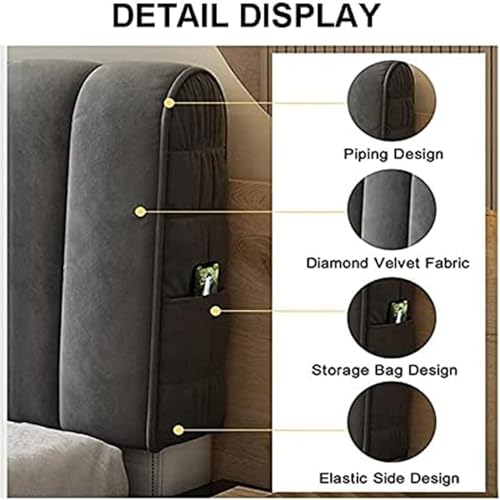 Funda de cama de terciopelo acolchada y elegante para dormitorios Queen 5
