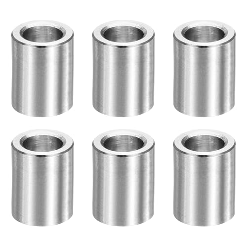 sourcing map 6 espaciadores de metal M10, espaciadores de acero inoxidable de 3/8 pulgadas, 10 mm de diámetro interior x 16 mm de diámetro exterior x 25 mm de longitud, buje de separación redondo sin