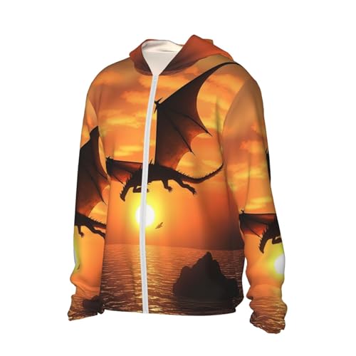 Men's Sun Shirts UPF 50+ Sea Sunset Flying Dragon Sun Protection Hoodie Lightweight Long Sleeve Rash Guard2