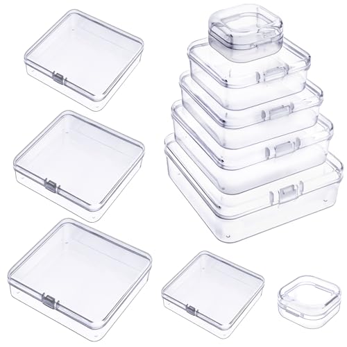 Image of DUOFIRE Bead Organizer 10 Pack Clear Small Plastic Containers Mixed Sizes | Hinged Lids, Bead Storage with Individual Box, Compact for Jewelry Making, Nail Art, Craft, Small Parts, Home & Travel