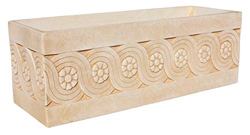 AnaParra Jardinera Rectangular Moderna en hormigón aligerado para Exterior Cenefa 80X29X38cm. Natural Ocre