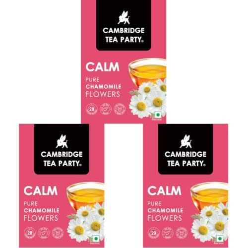 Image of Cambridge Tea Party Calm 20 Tea Bags, Pure Chamomile Flower, Infusion Tea Tisane (sleep, relax, digestion, weight loss, slim) (Pack of 3)