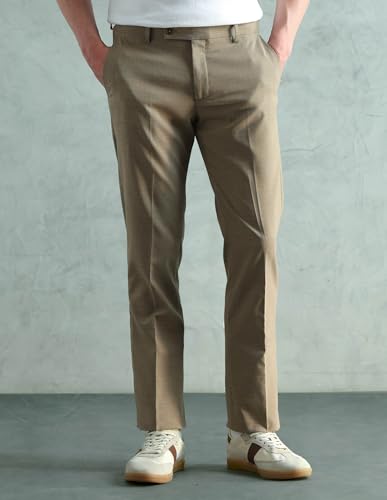 Image of Arrow Men's Tapered fit Textured Trousers