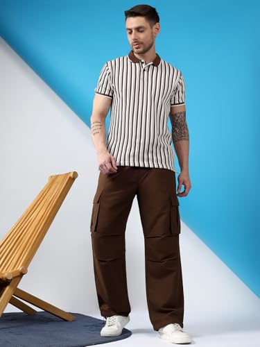 Image of KOTTY Men's Solid Mid Rise Utility Pocket Button Willow Blue Regular Cargo