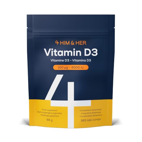 4 Vitamina D3 4000 UI 100 µg Alta Dosis, Vitamina D 365 Comprimidos, 1 Año | Colecalciferol 2000% VRN, Huesos, Músculos y Sistema Inmunitario, Comprimido Pequeño, Vegetariano, Fabricado en Reino Unido