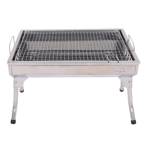 Nirelief Barbecue Grill, Foldable Portable Charcoal Grill 18.3x12.8x12.4 Stainless Steel BBQ Tabletop Smoker for Picnic, Garden, Terrace, Camping, Travel, Hiking BBQ Charcoal Grills