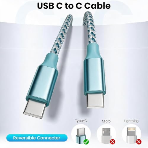 Image of KYEHD USB C Cable,3 Pack 10FT 60W Fast Charging USB C to USB C Cable, Durable Type C Charger Cable for iPhone 17 /16 /15 /iPad MacBook CarPlay and More