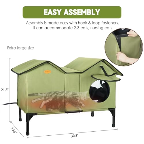 Vilrak Large Heated Cat House For Outside In Winter, Elevated Waterproof Insulated Outdoor Feral Cat House Shelter For Multiple Cats Small Dogs thumb #4