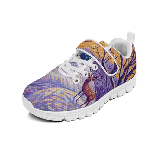 Christmas Kids Running Shoes Boys Girls Breathable Mesh Sports Shoes Non-Slip Lightweight Hook-and-Loop Strap Sneakers for Little Kid SizeUS11-15