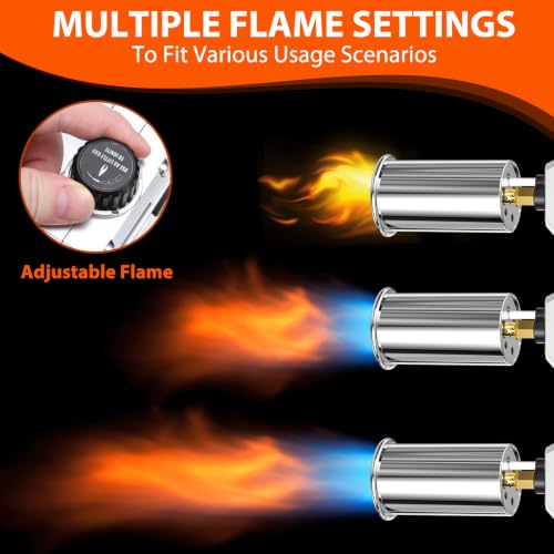 Image of Propane Torch Gun, Flamethrower Blow Torch with Adjustable Flame, Multipurpose Cooking Torch for BBQ, Searing Steak, Camping, Charcoal Lighter & Small Welding (Tank Not Included)