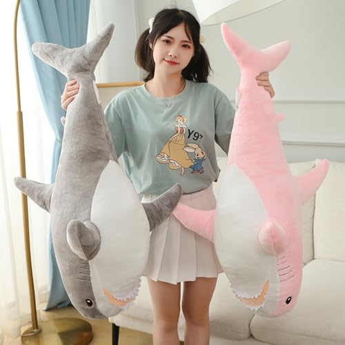 Image of Ryttir 31 Inch XXL Giant Shark Stuffed Animals,Chubbier Shark Pillow Soft Shark Plush Shark Body Pillow Stuffed Shark Decor, Perfect Chrismas Stress Relief Gift for Kids Women