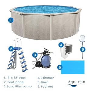 Aquarian steel frame above ground pool kit wpump leaf skimmer phoenix 18  urban country home decor
