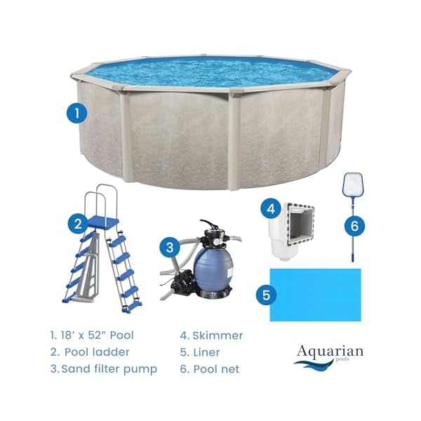 Aquarian steel frame above ground pool kit wpump leaf skimmer phoenix 18  urban country home decor