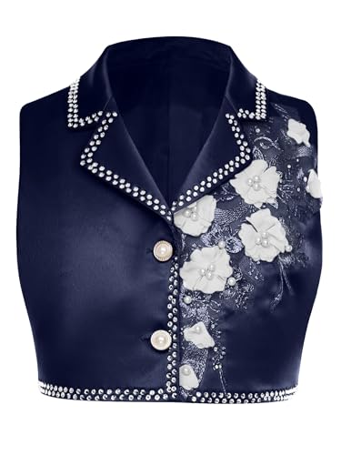 TiaoBug Kids Girls Satin Vest Crop Tank Tops Dressy Waistcoat for Wedding Party Flower Dress Coat Jacket3