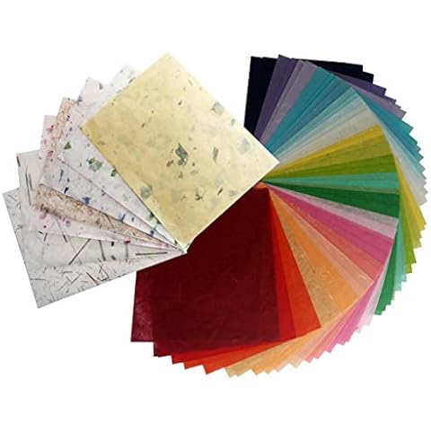 60 Sheets 8.5 x 11 inch handmade paper mulberry paper sheets for crafts japanese tissue paper with designs 8.5 by 11 inch letter size collage art supplies soap paper packaging wrap soap supplies bulk Cover