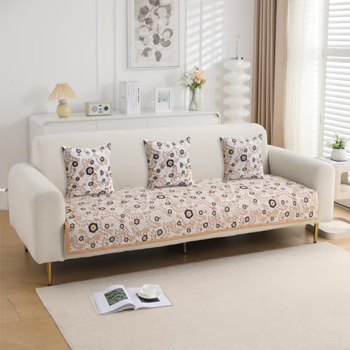 Image of HOKIPO Printed Cushion Cover 16x16 in, Light Peach Candytuft