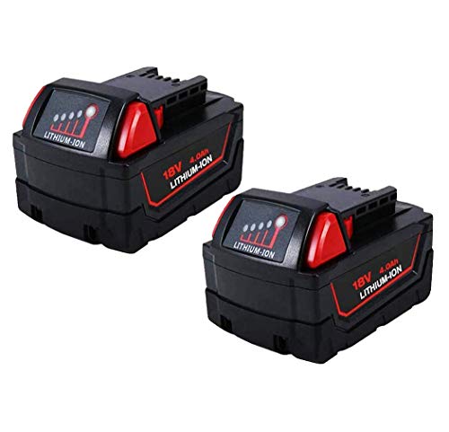 2 Pack 4.0Ah 18V Lithium Replacement Battery for Milwaukee 18v 48-11-1820 48-11-1828 48-11-1840 48-11-1850 48-11-1860 48-11-10 Batteries Pack