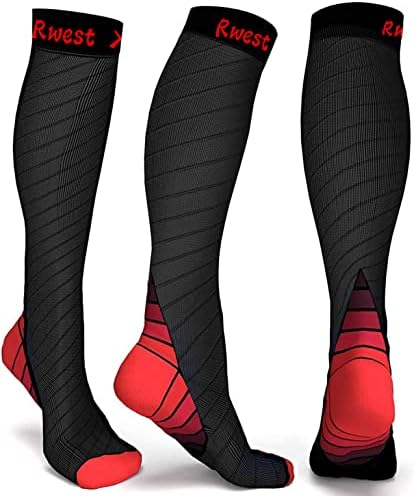 Rwest X Kompressionsstrümpfe Damen und Herren, Kompressionssocken Stützstrümpfe Compression Socks Laufstrümpfe Kompression für Sport,Laufen,Reisen,Radsport,Flug,One Paar