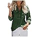 GANBADIE - Camiseta irregular para mujer, algodón, lino, cuello en V, manga larga, ejército verde, XXL