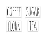 Coffee Sugar Flour Tea Kitchen Storage Label Decals - Ceramic Food Canister Labels - Pantry Storage...