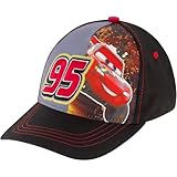 Disney boys Toddler Hat for Boyâ€™s Ages 2-7, Lightning Mcqueen Kids Cap, Washed Sunhat Baseball Cap, Black Red, 4-7 Years US