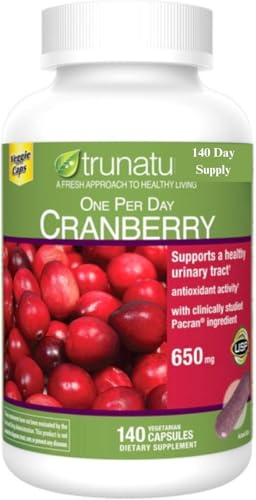 Cranberry Supplement 650 mg Vegetarian Cranberry Capsules One Per Day Formula 140 Capsules