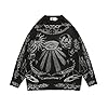Heren trui Mannen Vrouwen Skull Graffiti Retro Vintage Gebreide Sweater Unisex Pullover Gebreide trui (Color : Black…