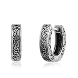 Retro Mens Hoop Earrings Silver Hoop Earrings Huggie Earrings Antique Sterling Silver Earrings Hoop Earrings for Men Women